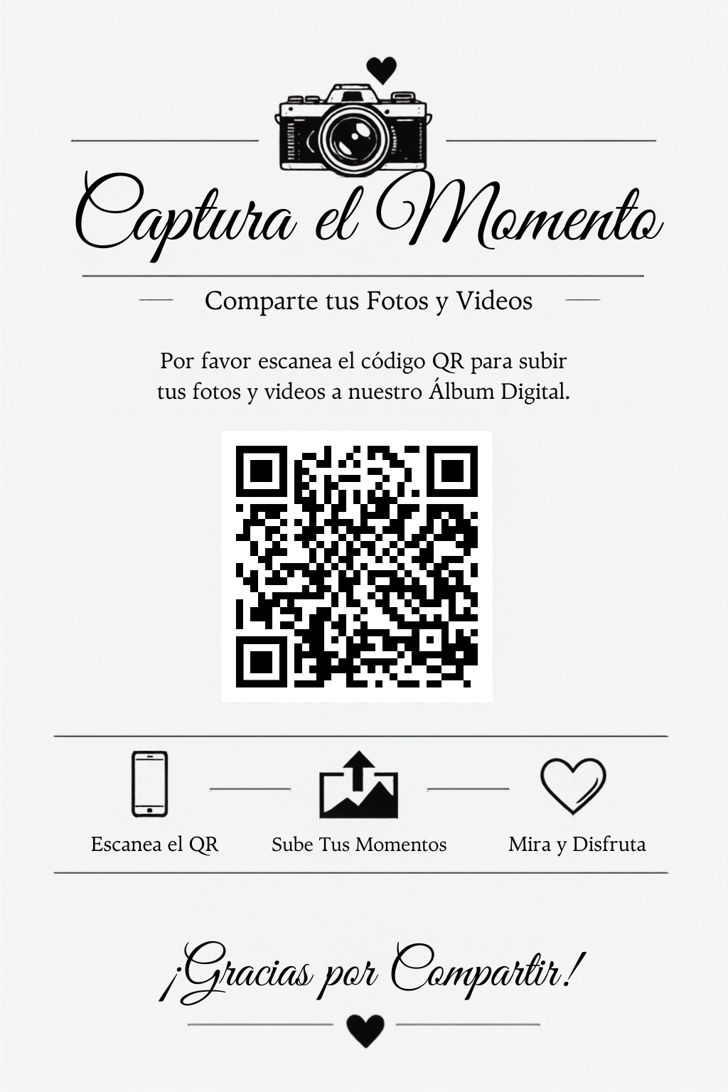 Tarjeta con código QR del Álbum Digital
